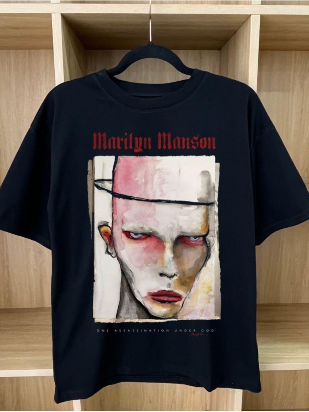 Marilyn Manson's "Watercolor Mystery" Art Portrait T-shirt